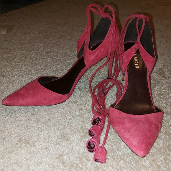 Coach Red Rosebud Ankle Strap Pump size 10B - Picture 5 of 6